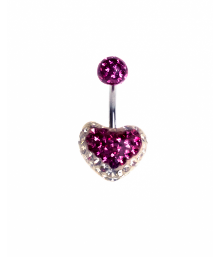 Piercing de corazón brillante rosa y blanco