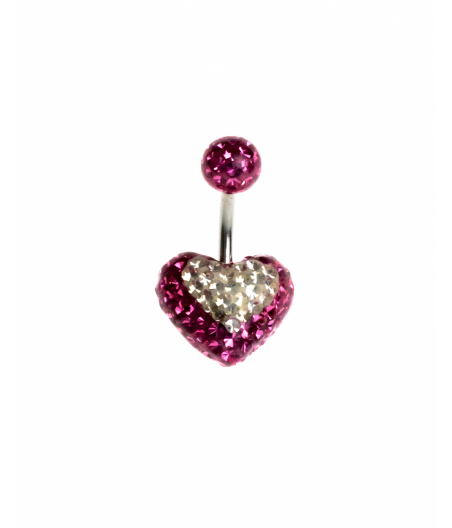 Piercing rosa corazón blanco en acero