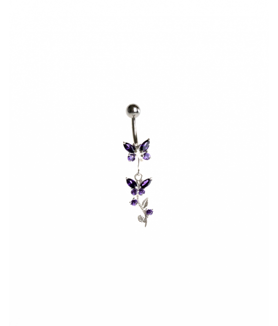 Piercing ombligo con mariposas de plata "Fauna"