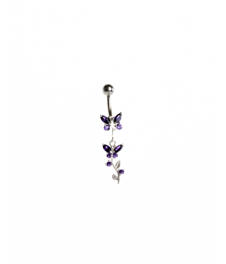 Piercing ombligo con mariposas de plata "Fauna"