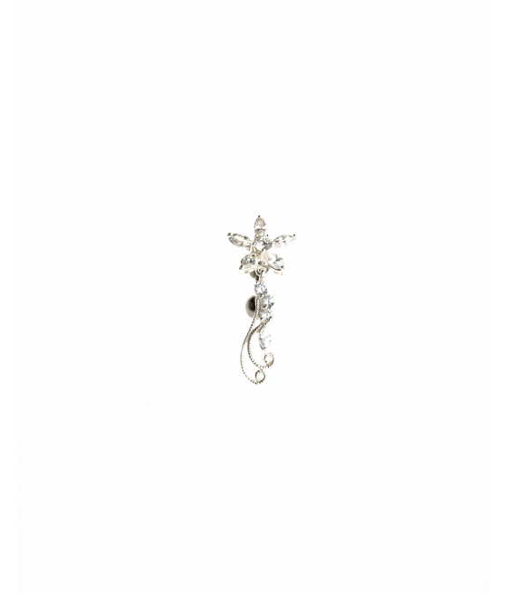 Piercing ombligo con flor de plata "Flora"