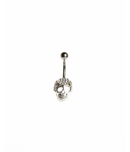 Piercing ombligo calavera en plata 925