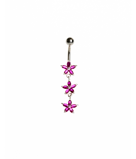 Piercing ombligo con colgante 3 flores estrella