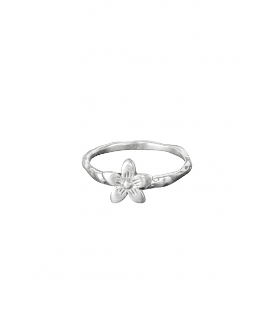 Anillo curveado con flor en plata "Iberis"