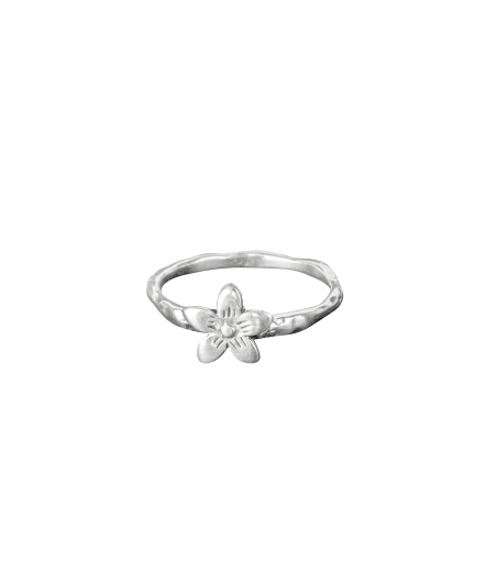 Anillo curveado con flor en plata "Iberis"