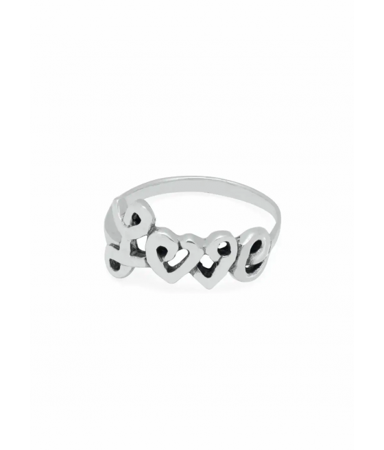 Anillo en plata"Cursiva" con texto love