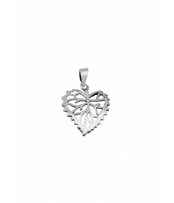 Colgante de plata de hoja en forma de corazon "Mother"