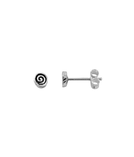 Pendiente de plata mini con espiral labrada "Etnia"