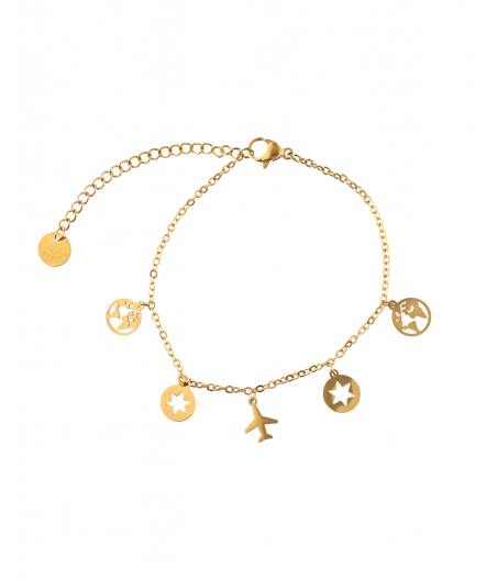 Pulsera acero con colgantes "Wonderlust"