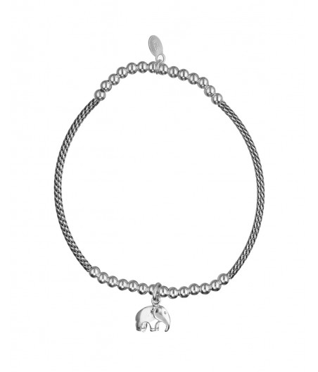 Pulsera plata elástica con elefante "Annone"