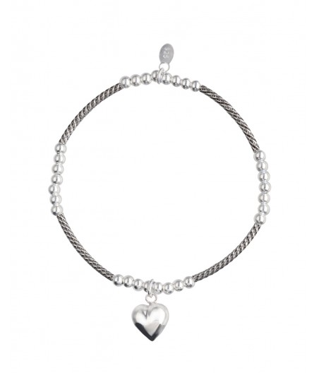 Pulsera plata elástica "Cuore"