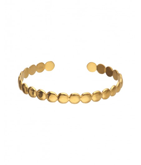 Brazalete rígido dorado bolitas