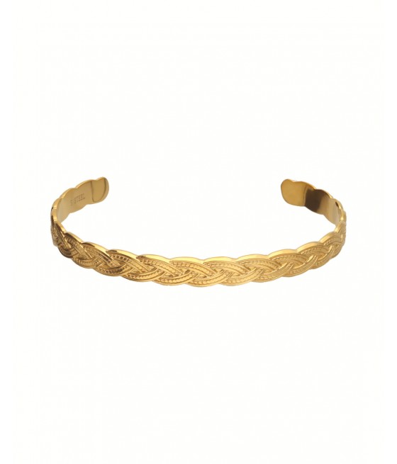 Brazalete rígido dorado trenzado