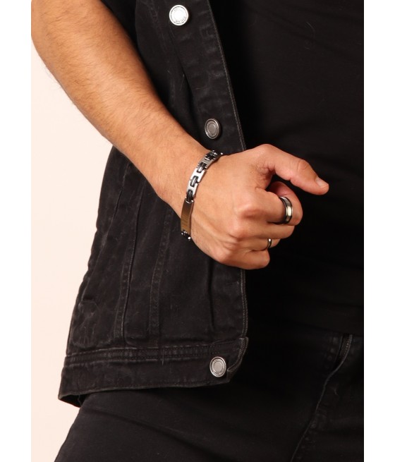 Pulsera acero para hombre "Black line"