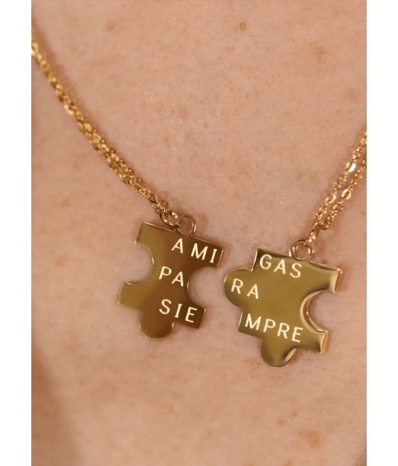 Collar acero puzzle amigas