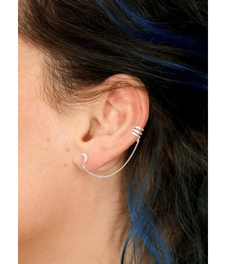 Pendiente luna con cadena ear cuff