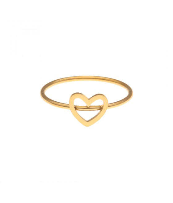 Anillo acero dorado con corazón calado