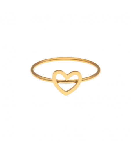 Anillo acero dorado con corazón calado