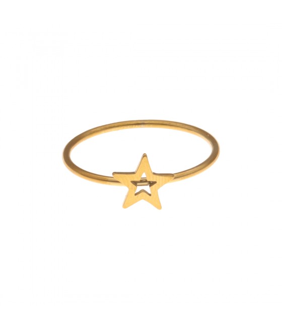 Anillo acero dorado estrella calada "Cefeo"