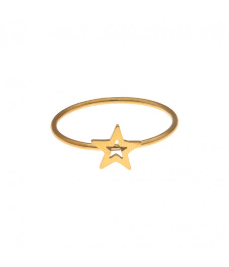 Anillo acero dorado estrella calada "Cefeo"