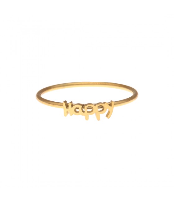 Anillo acero  dorado "Happy"