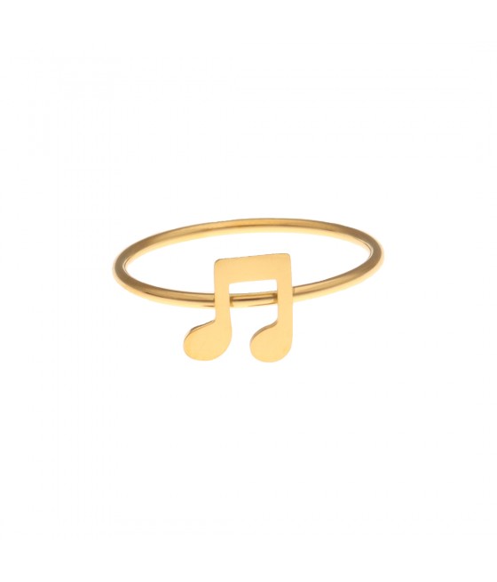 Anillo acero dorado fino con nota musical "Doremi"