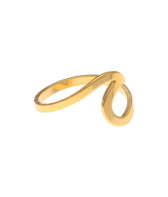 Anillo acero dorado fino forma de ola "Onada"