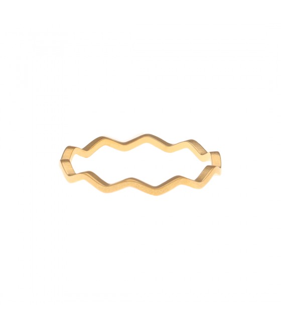 Anillo acero dorado pequeñas olas "Up&Down"