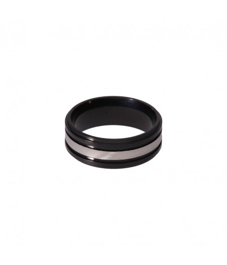 Anillo acero negro linea en acero