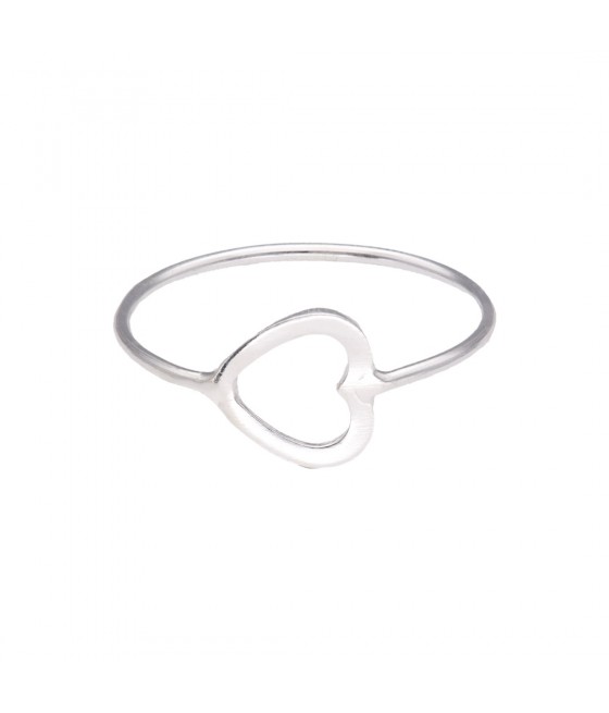 Anillo fino plata con corazón calado horizontal