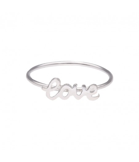 Anillo fino plata escrita love