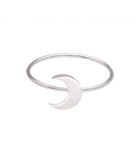 Anillo fino plata con luna lisa "Selene"