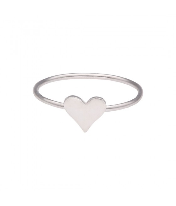 Anillo fino plata corazón delgado