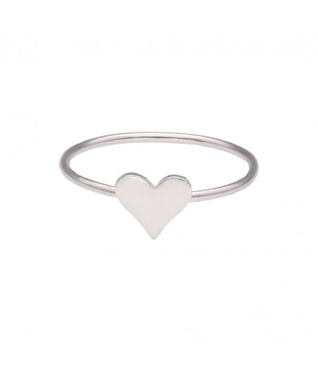 Anillo fino plata corazón delgado